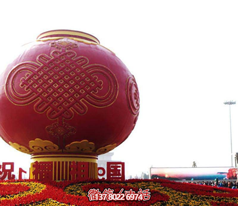 不锈钢彩绘中国结灯笼摆放雕塑 不锈钢彩绘中国结灯笼摆放雕塑