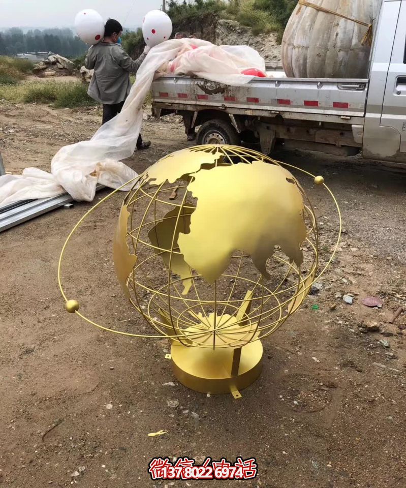 不锈钢抽象雕塑地球仪 不锈钢抽象雕塑地球仪