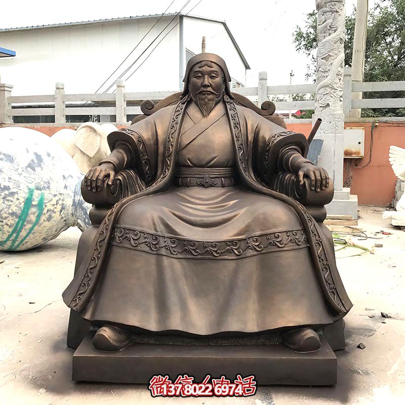 玻璃钢仿古铜雕塑著名军事家成吉思汗 玻璃钢仿古铜雕塑著名军事家成吉思汗