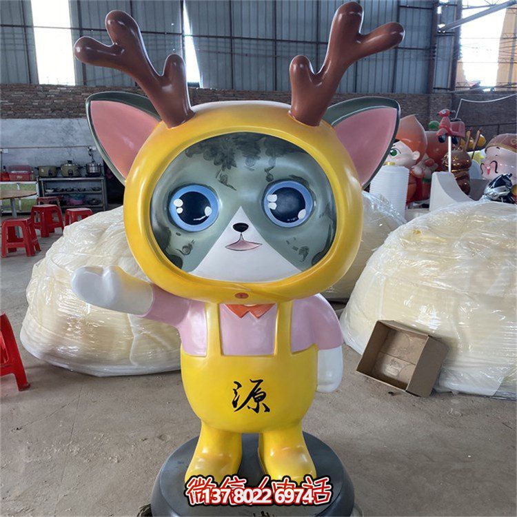 美食城创意公仔猫咪玻璃钢玻璃卡通