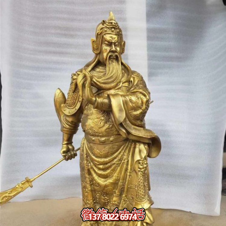 黄铜铸造立式武财神雕塑