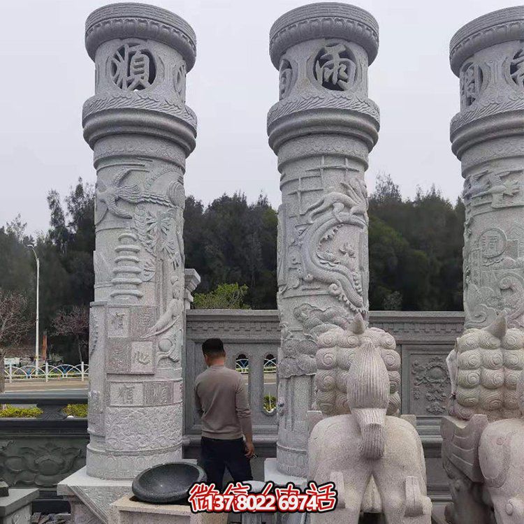 精美的仿古石雕龙柱景观柱雕塑