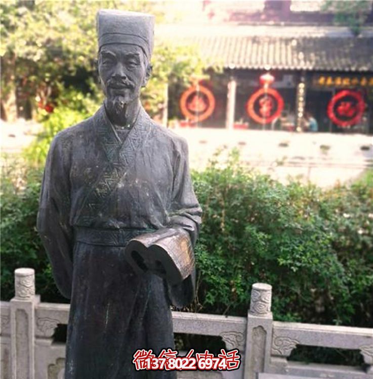 玻璃钢仿古铜雕塑，为校园景区增添古代人物风采
