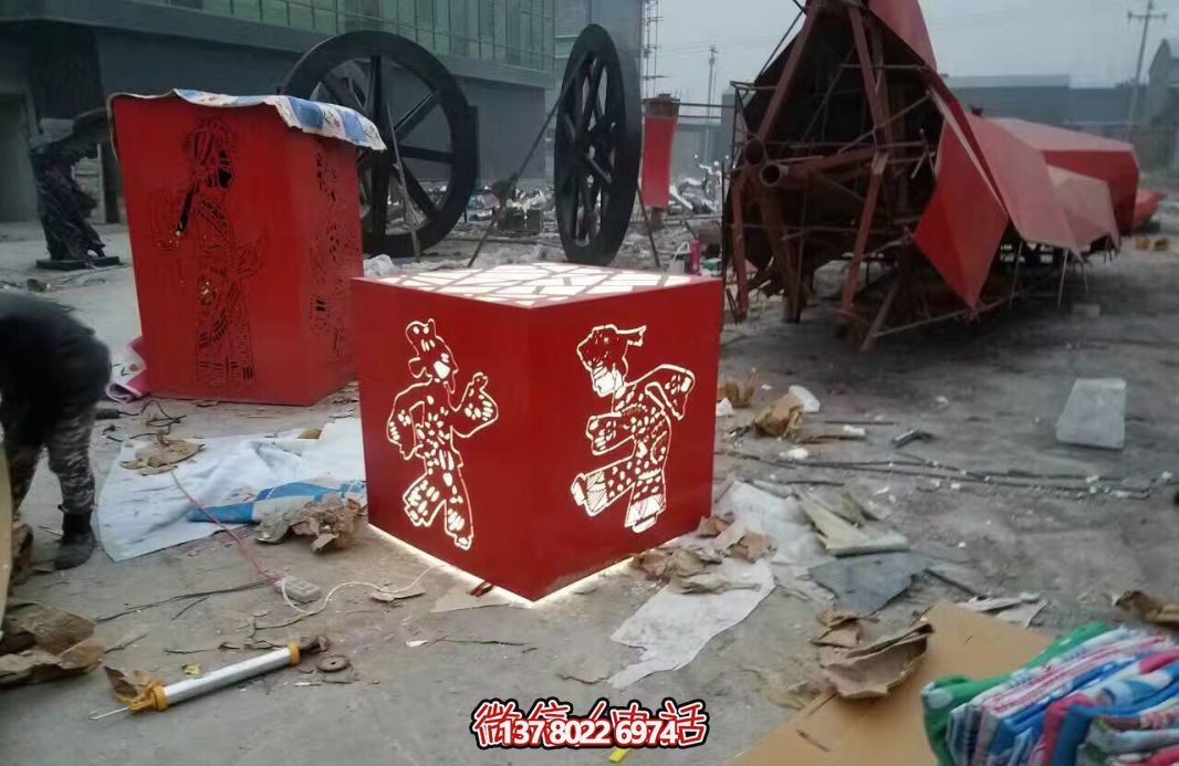 公园不锈钢雕塑皮影戏 公园不锈钢雕塑皮影戏