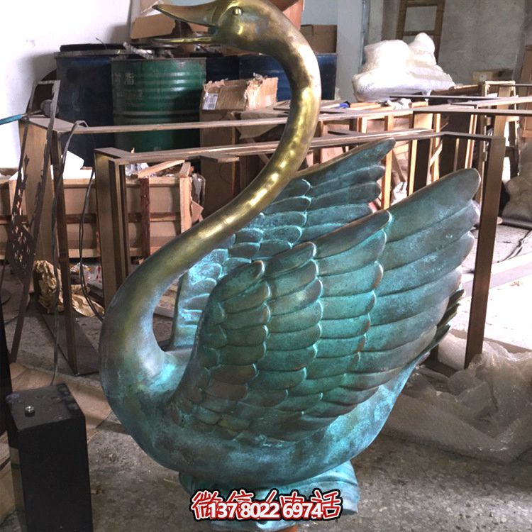 仿真彩绘不锈钢天鹅雕塑 仿真彩绘不锈钢天鹅雕塑