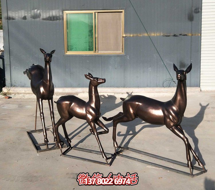 自然美景铜雕小鹿摆件