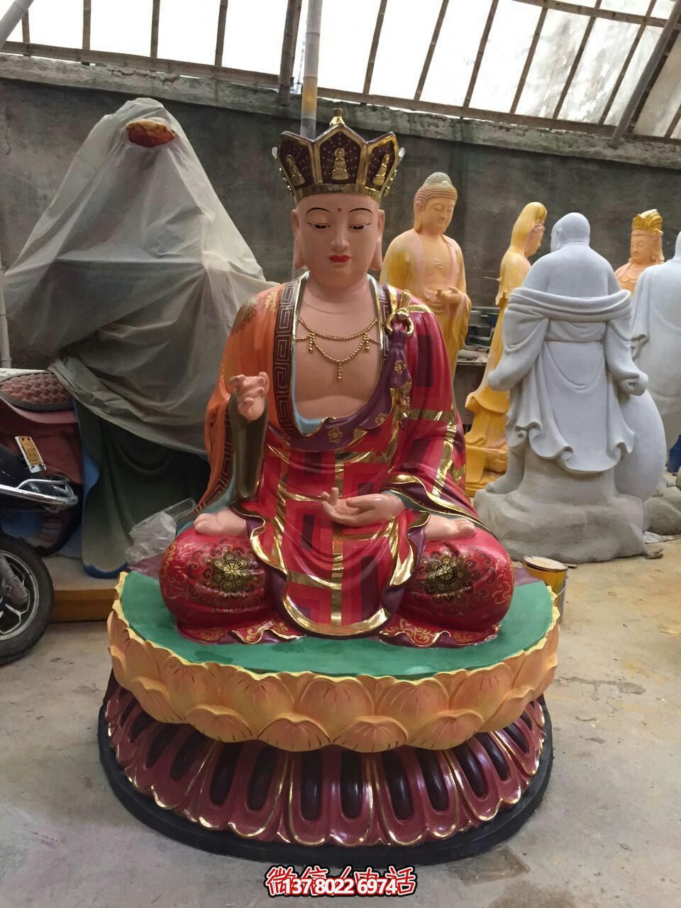 玻璃钢地藏王大型雕塑 玻璃钢地藏王大型雕塑