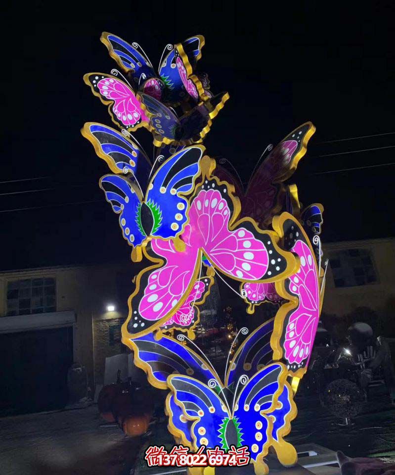 玻璃钢蝴蝶雕塑，彩绘操场装饰
