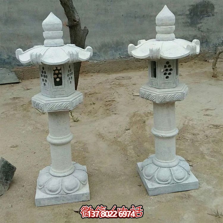 太阳能仿古中式大理石石灯，点亮你的花园