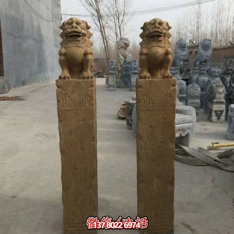 砂岩拴马柱摆件，为你的寺庙门口增添优雅气息