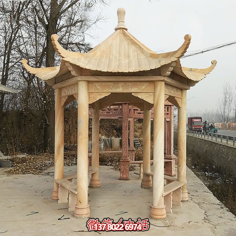 仿古凉亭带来晚霞般的红色休息 仿古凉亭带来晚霞般的红色休息