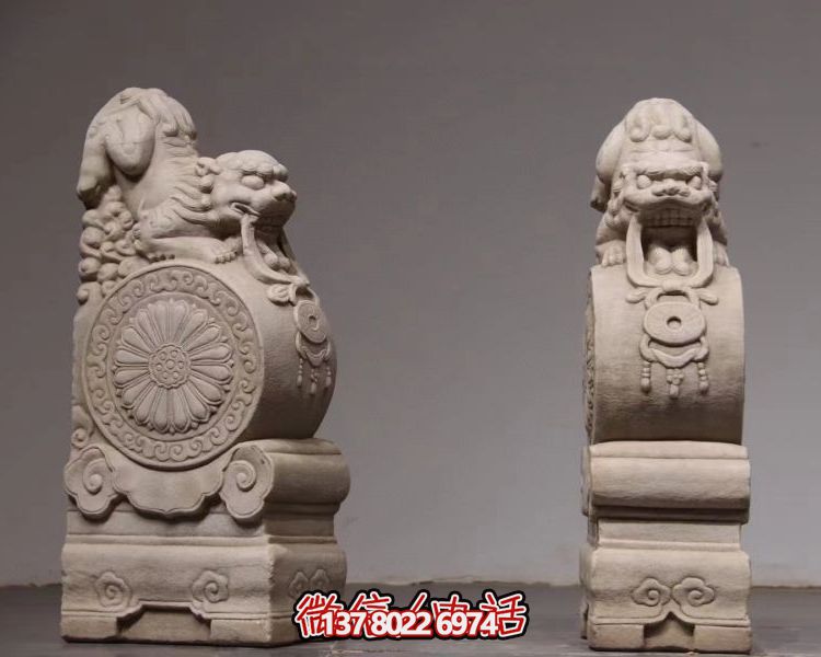 巨型大理石雕刻狮子抱鼓石庭院看家护院门墩