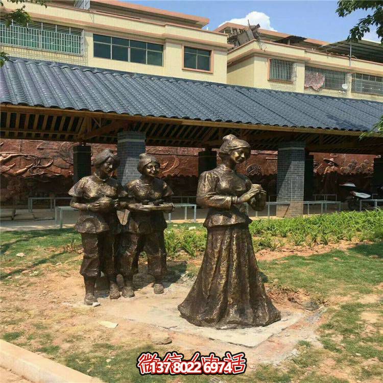古典雕塑仿铜玻璃钢户外园林景观情景小品