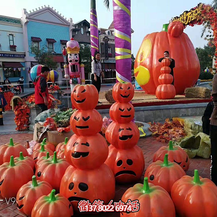 万圣节雕塑南瓜玻璃钢仿铜园林景观