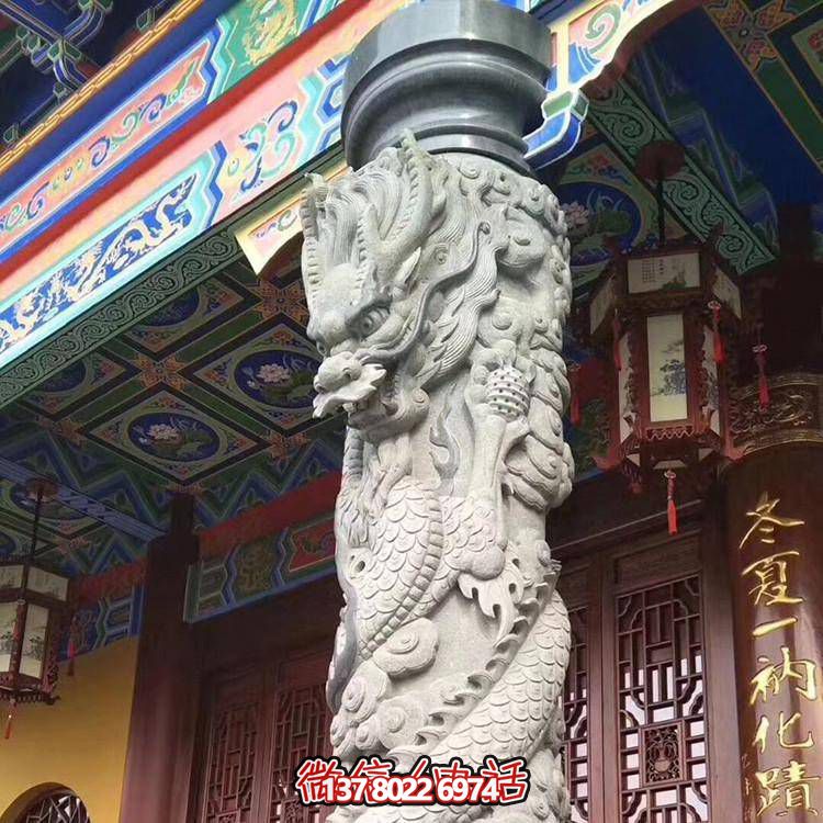 精美仿古园林，花岗岩石龙盘柱点缀