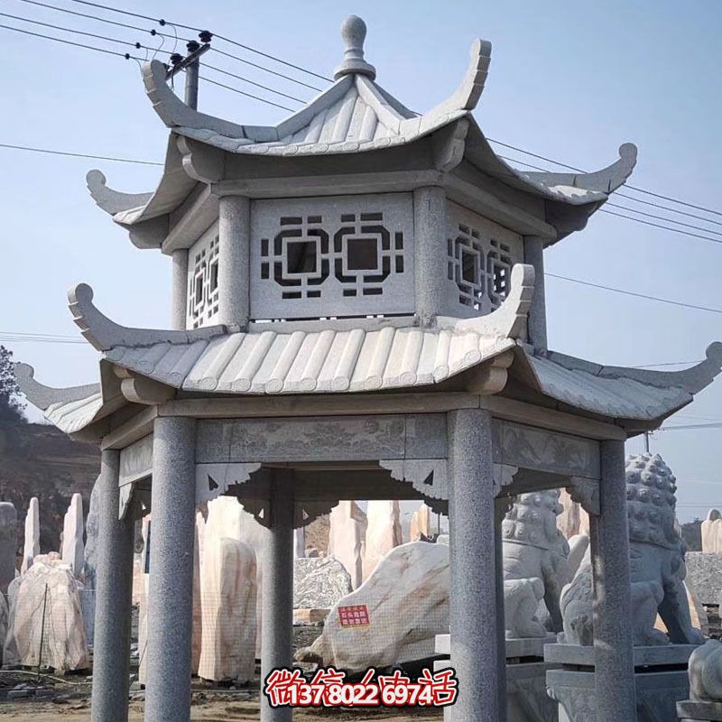 双层仿古建凉亭，装点花园、广场，增添雕塑艺术气息
