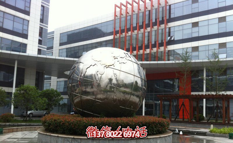 企业专用不锈钢花坛地球仪雕塑 企业专用不锈钢花坛地球仪雕塑