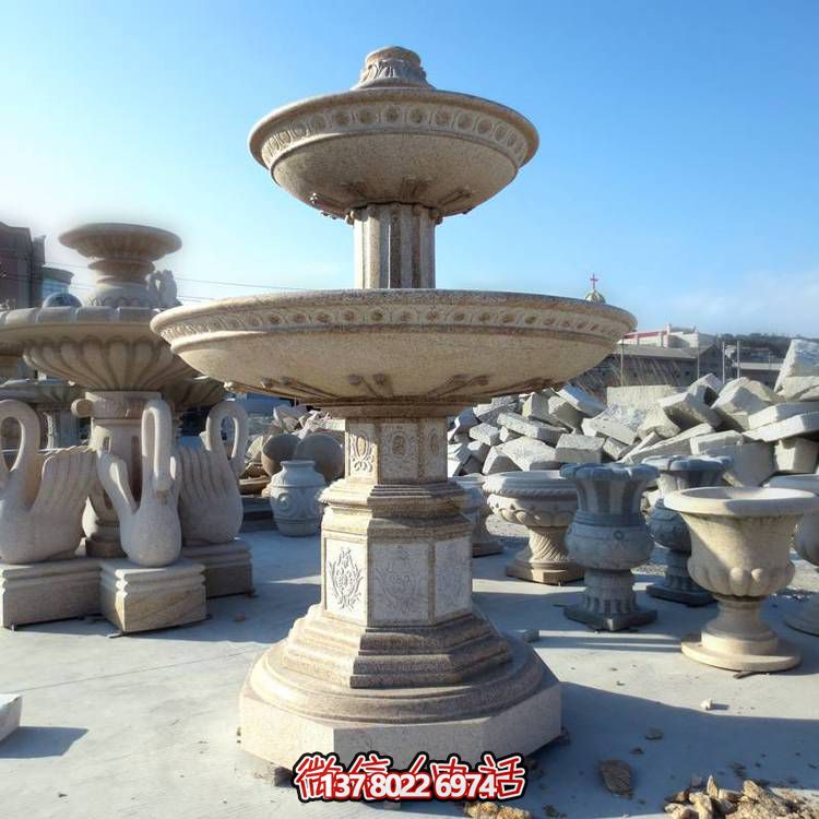 欧式黄锈石喷泉流水转动球，点缀酒店会所景观