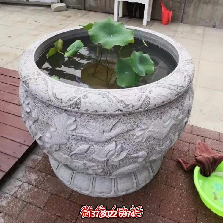 精美绝伦，浓浓古典风情欧式别墅大理石浮雕鱼缸摆件