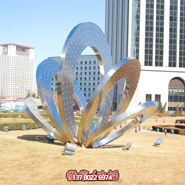 大型不锈钢创意镂空个性圆环雕塑