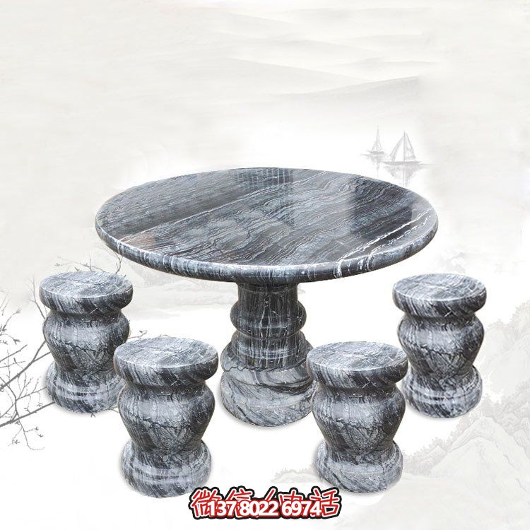 天然大理石家用圆形石桌石鼓