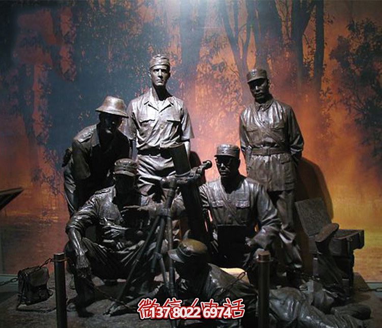 中西方融合的八路军铜雕塑 中西方融合的八路军铜雕塑