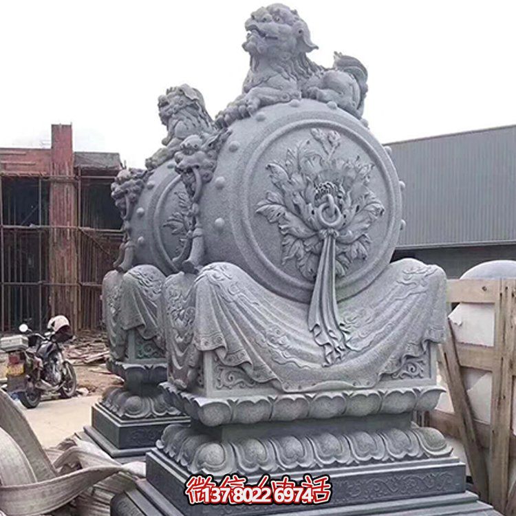精美大理石石雕抱鼓雕塑，添彩户外园林景观