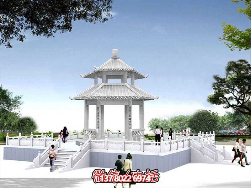 汉白玉双顶休闲凉亭 汉白玉双顶休闲凉亭