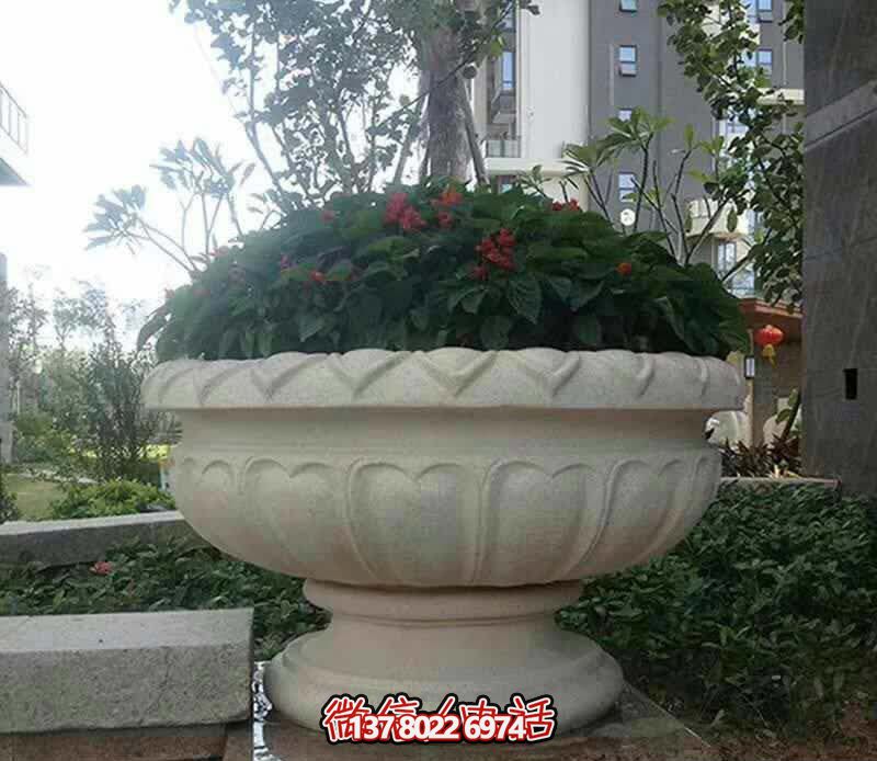 精美巨型大理石石雕花盆雕塑，让你的别墅街道更加精彩