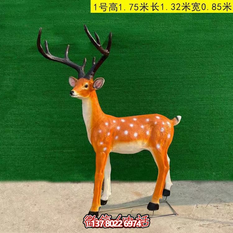玻璃钢仿铜梅花鹿雕塑，点缀园林景观