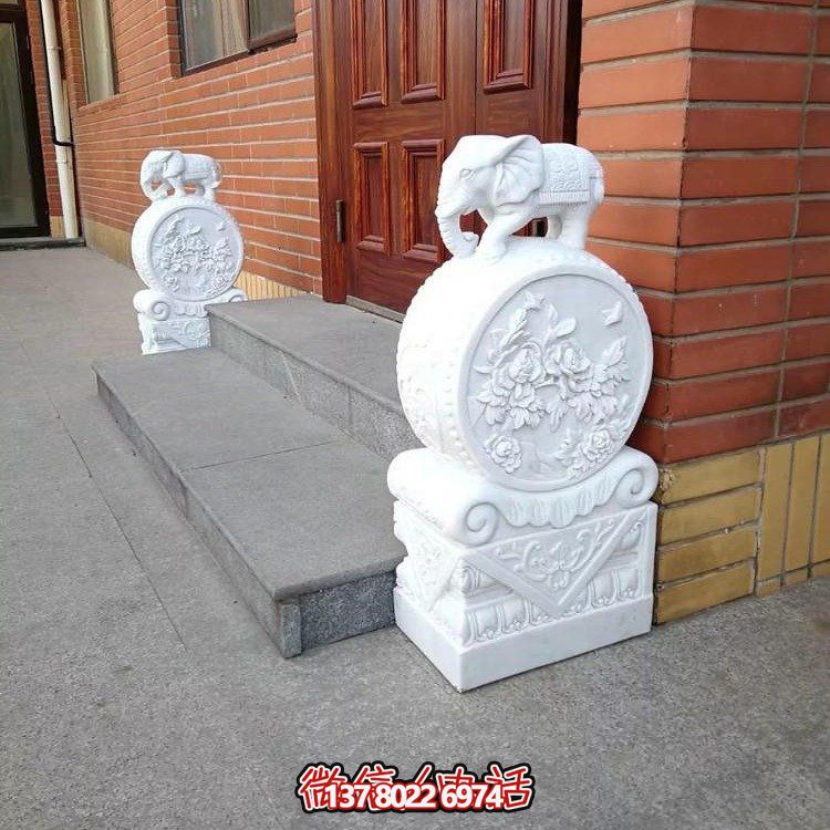 浪漫经典，精致雕刻吉祥小象抱鼓石