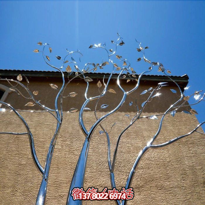 不锈钢镜面创意园林景观树摆件