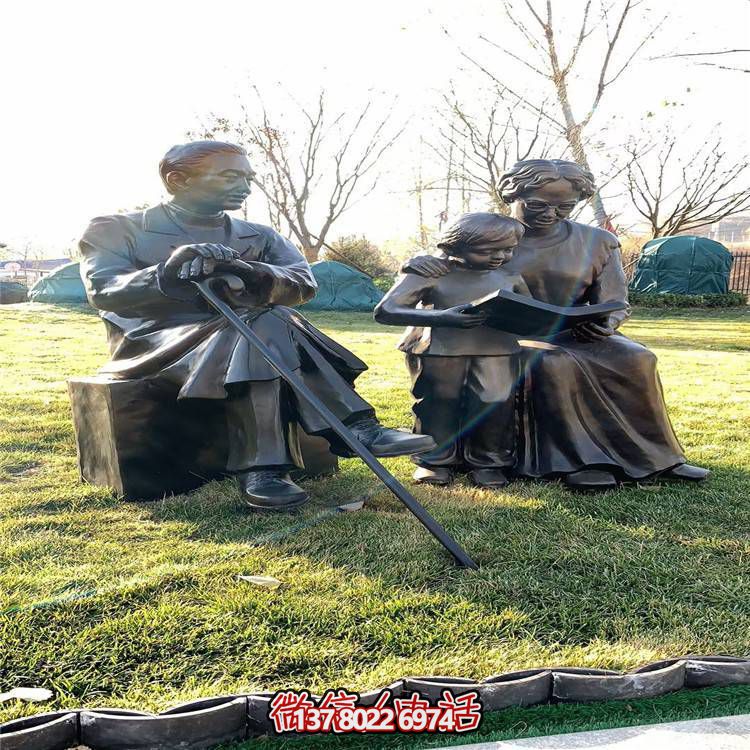 仿铜民俗人物雕塑，玻璃钢装饰公园户外