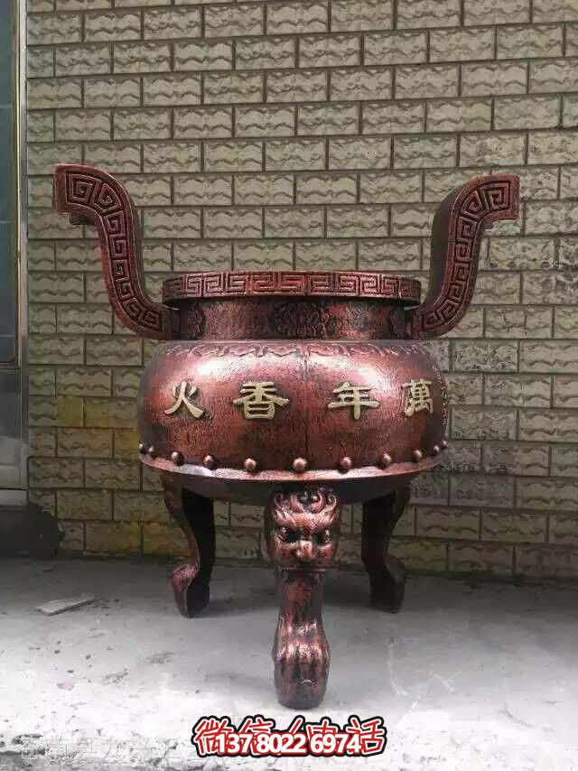 红铜香炉，来自古老寺院的精美铸造