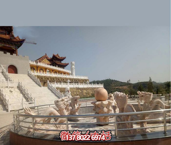 艺术灯光的魔力，红龙戏球风大型喷泉石雕秀