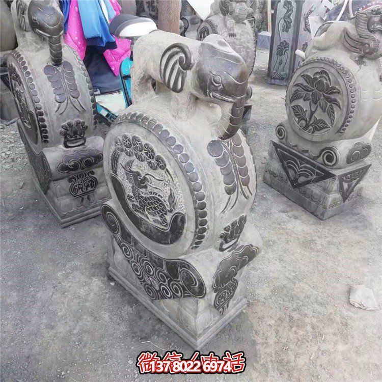 大象抱鼓石青石雕门墩