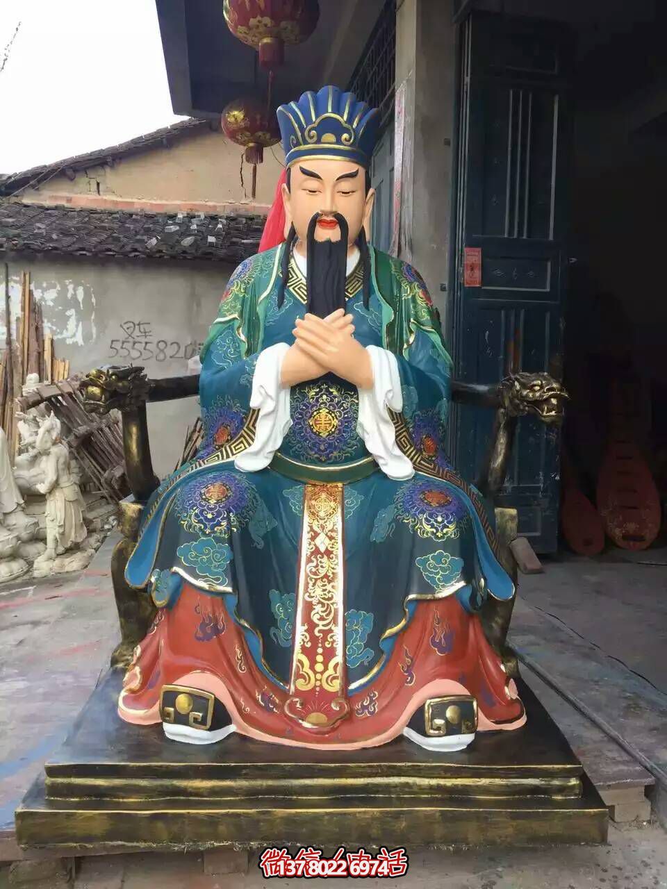 精美铜雕彩绘城隍神佛雕塑 精美铜雕彩绘城隍神佛雕塑