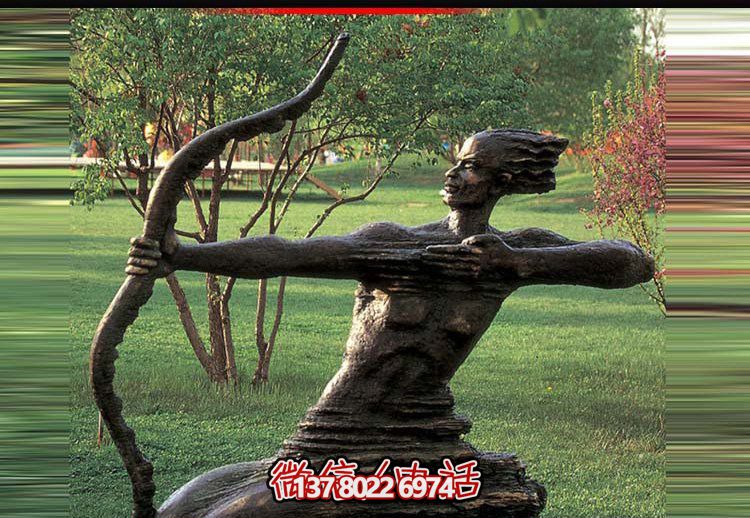 后羿射日雕塑，漆金铸铜园林景区装置