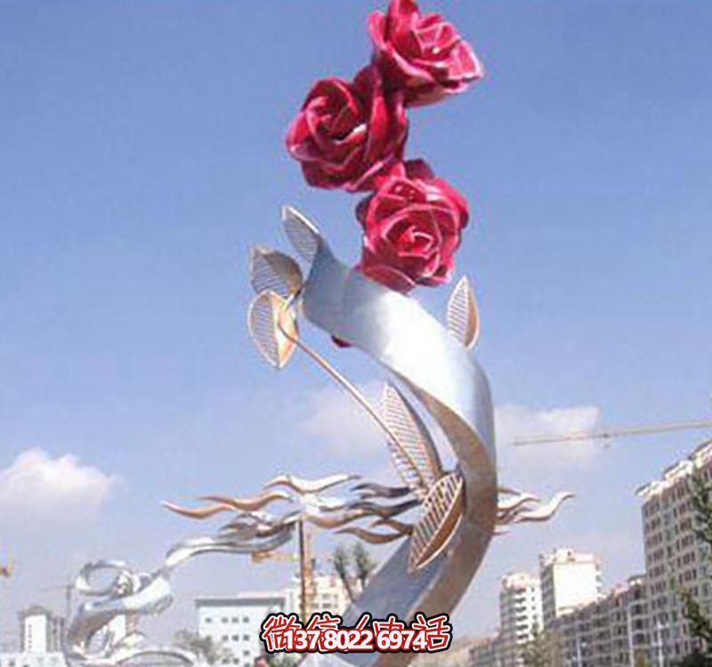 不锈钢玫瑰雕塑——点缀景观广场 不锈钢玫瑰雕塑——点缀景观广场