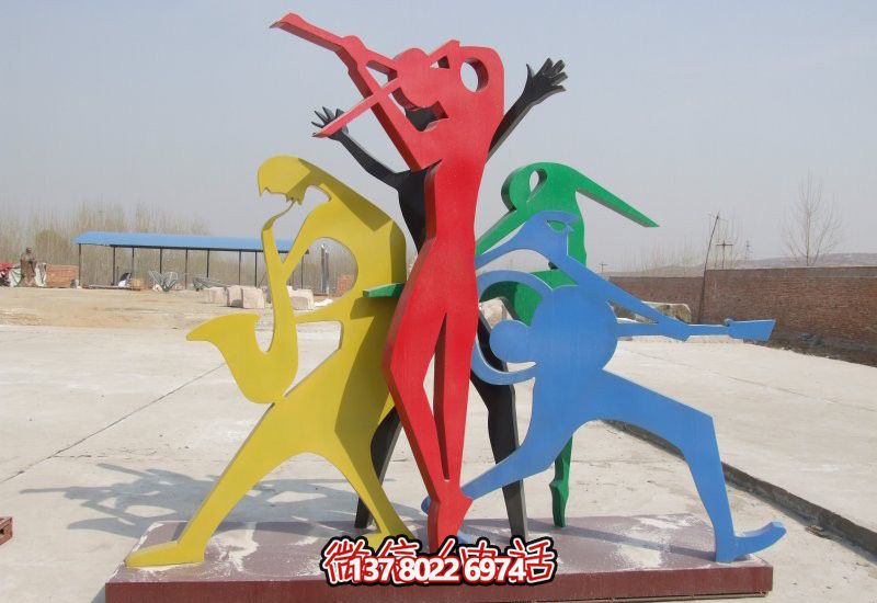 彩色不锈钢抽象人物乐队雕塑 彩色不锈钢抽象人物乐队雕塑