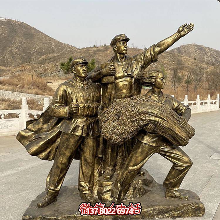 仿八路军战士玻璃钢摆件