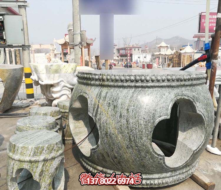 大理石鼓石雕圆形庭院装饰品 大理石鼓石雕圆形庭院装饰品
