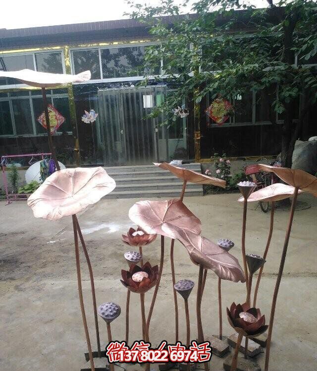 荷花铜雕景观装置 荷花铜雕景观装置
