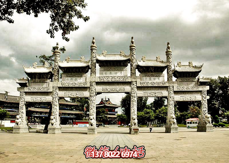 五门浮雕牌坊，美化大型景区广场