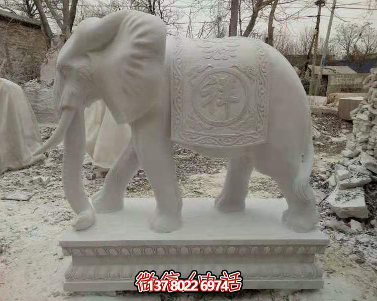 精美绝伦的汉白玉大型石雕财神招财大象