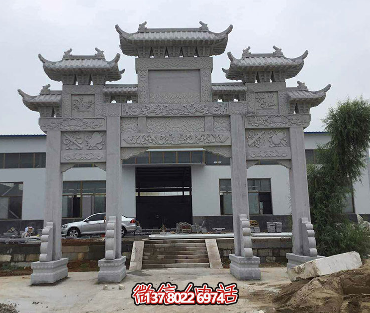 浮雕花纹仿古建筑门楼牌坊