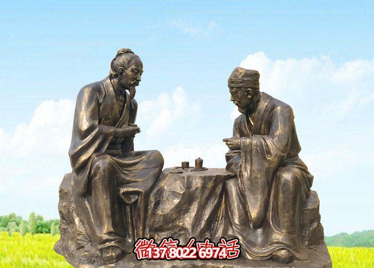 古典铜雕人物喝茶雕塑 古典铜雕人物喝茶雕塑