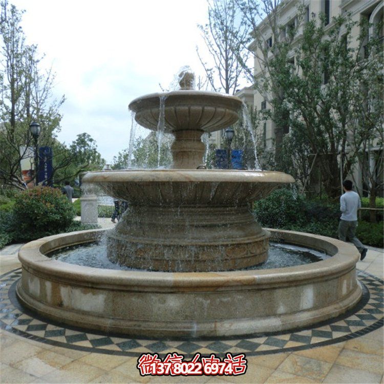 欧式双层大理石流水喷泉，为小区增添高贵气质