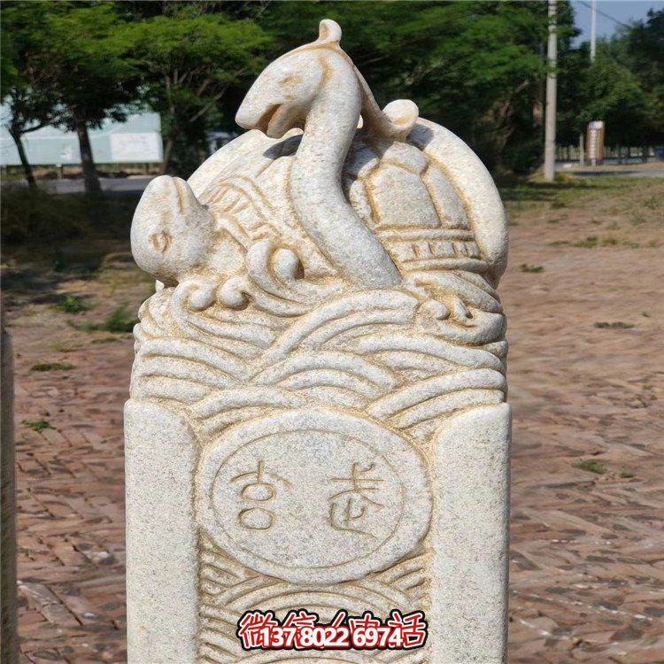 精美大理石玄武拴马柱摆件