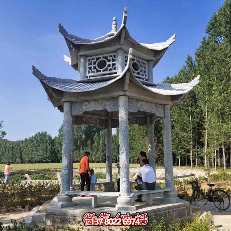多层中式凉亭，完美雕塑户外公园